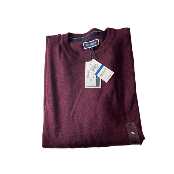 NWT Club Room V-Neck Cashmere Burgundy Sweater size XL - Picture 7 of 8